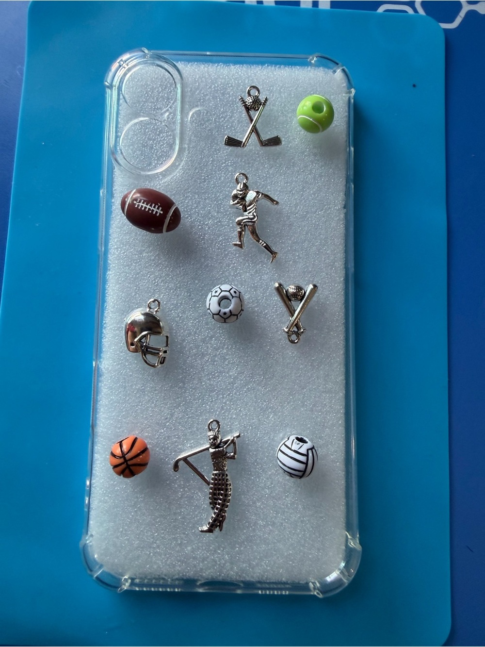 Clear Sports Charm Phone Case - Transparent with Multi-Sport Accents